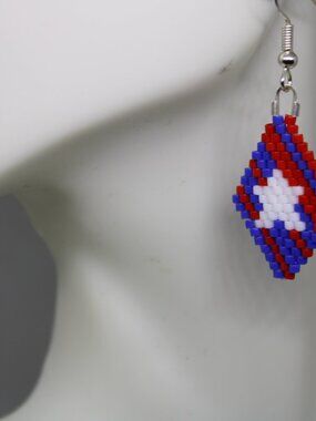Handmade Beaded Patriotic 4th of July Earrings